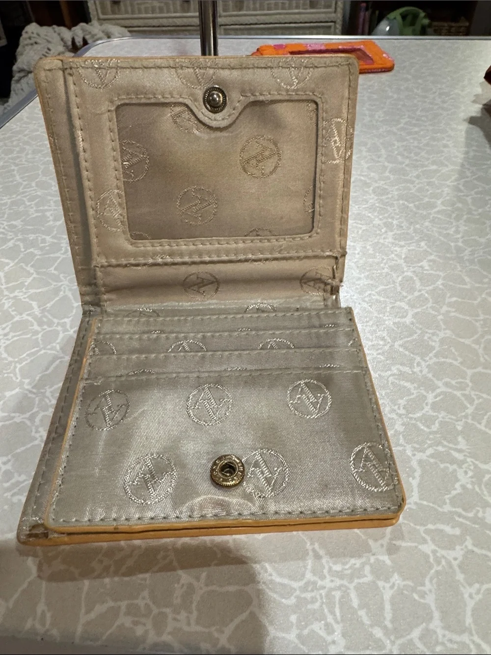 Adrienne Vittadini Metallic Gold Pebbled Leather Wallet